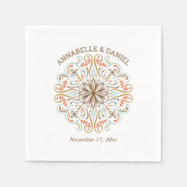 Servilleta De Papel Boda de colores otoñales de arte folclórico escand