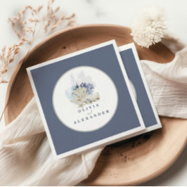 Servilleta De Papel Boda de conchas azules de la playa costera