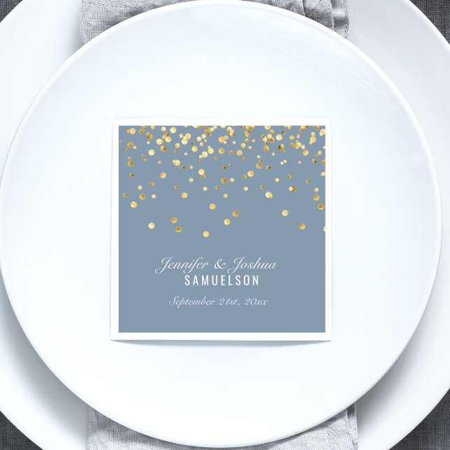 Servilleta De Papel Boda de Confetti de oro AZUL Dusto Personalizado (Subido por el creador)