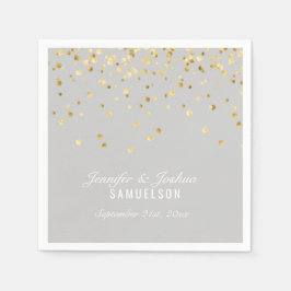 Servilleta De Papel Boda de Confetti de oro GRIS LIGERO Personalizado