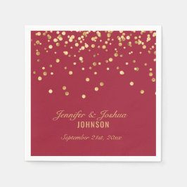 Servilleta De Papel Boda de Confetti Dorado Vivid BURGUNDY