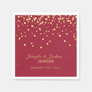 Servilleta De Papel Boda de Confetti Dorado Vivid BURGUNDY