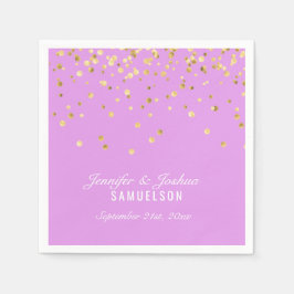 Servilleta De Papel Boda de Confetti Gold de LAVENDER personalizado