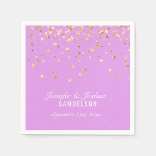 Servilleta De Papel Boda de Confetti Gold de LAVENDER personalizado