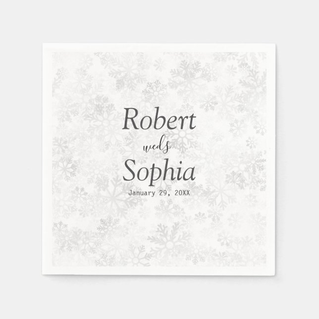 Servilleta De Papel Boda de copo de nieve de invierno (Anverso)