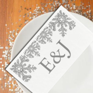 Servilleta De Papel Boda de copo de nieve de invierno plateado
