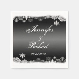 Servilleta De Papel Boda de copo de nieve negro y blanco