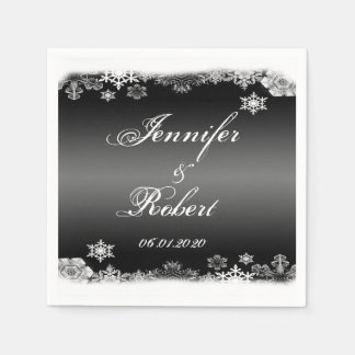 Servilleta De Papel Boda de copo de nieve negro y blanco