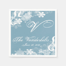 Servilleta De Papel Boda de copos de nieve blancos y azules en inviern
