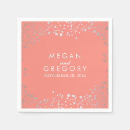 Servilleta De Papel Boda de coral de plata en el aliento del bebé