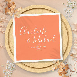 Servilleta De Papel Boda de Coral Elegant Signature Script