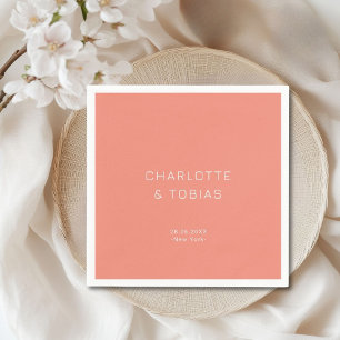 Servilleta De Papel Boda de coral elegante y sencillo