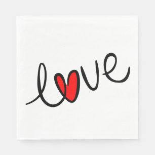 Servilleta De Papel Boda de corazón rojo de amor moderno, ducha de nov