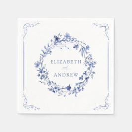 Servilleta De Papel Boda de corona floral de caligrafía formal elegant