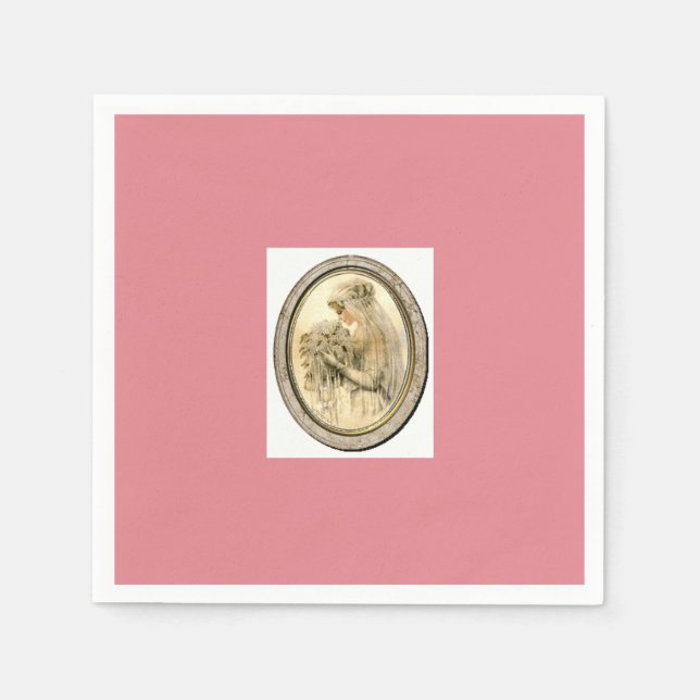 Servilleta De Papel Boda de cosecha rosa / servilletas de ducha de nov (Anverso)