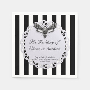 Servilleta De Papel Boda de Cráneo de Polilla Gótica – Elegante Oscuro