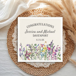 Servilleta De Papel Boda de crema de flores silvestres acuáticas