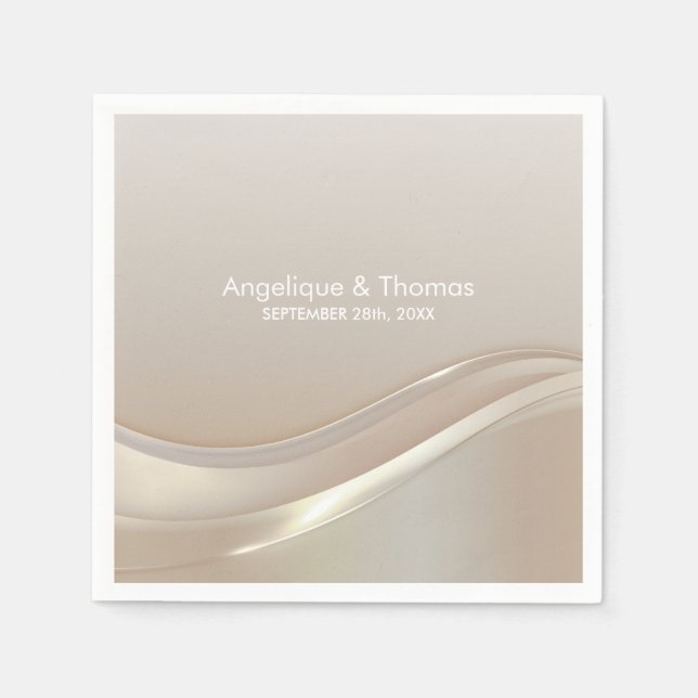 Servilleta De Papel Boda de crema elegante (Anverso)