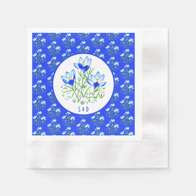 Servilleta De Papel Boda de crocus azules (Anverso)