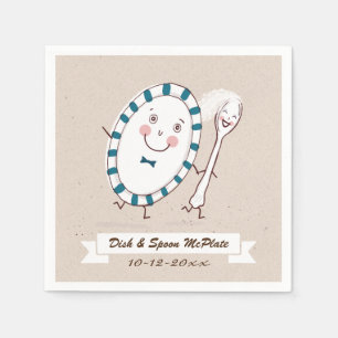 Servilleta De Papel Boda de Cuchara y Plato Save the Date