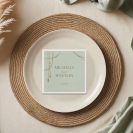 Servilleta De Papel Boda de cuentas de color verde claro Sage