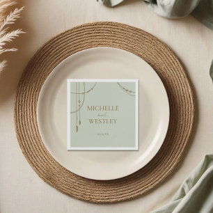 Servilleta De Papel Boda de cuentas de color verde claro Sage