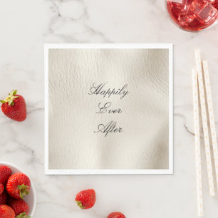 Servilleta De Papel Boda de cuero falso de crema blanca