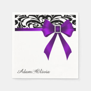Servilleta De Papel Boda de Damasco de Morado Jewled Bow