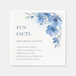 Servilleta De Papel Boda de datos divertidos de flores de acuarela azu