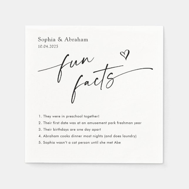 Servilleta De Papel Boda de datos divertidos de pareja moderna (Anverso)