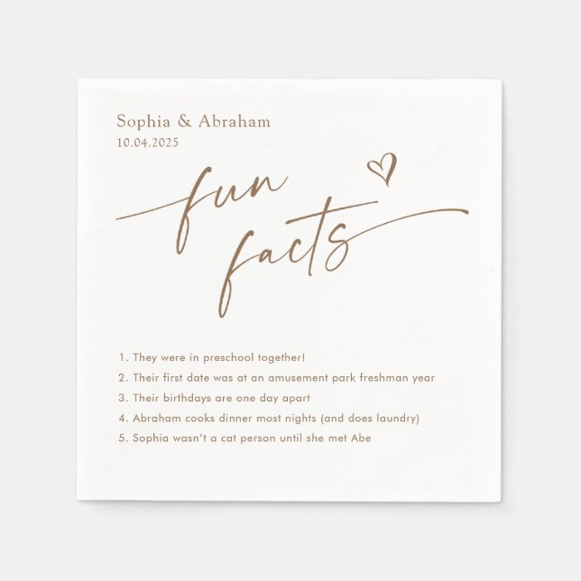 Servilleta De Papel Boda de datos divertidos de pareja moderna (Anverso)