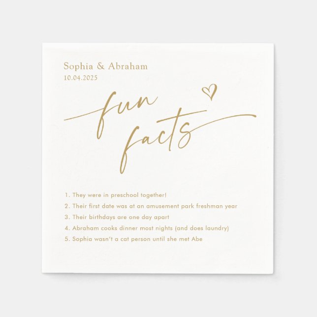 Servilleta De Papel Boda de datos divertidos de pareja moderna (Anverso)