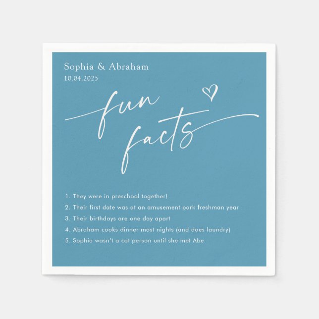 Servilleta De Papel Boda de datos divertidos de pareja moderna (Anverso)