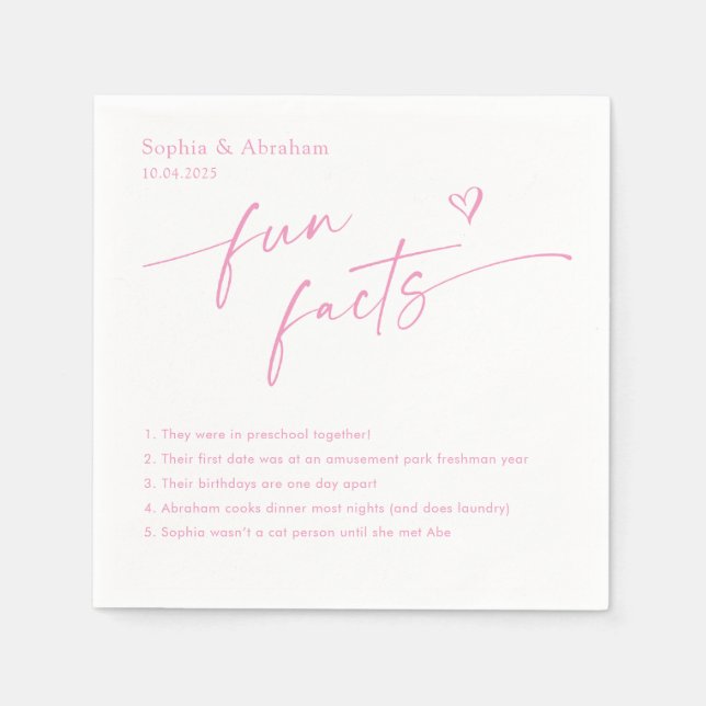 Servilleta De Papel Boda de datos divertidos de pareja moderna (Anverso)