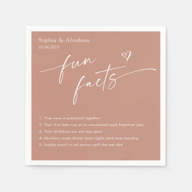 Servilleta De Papel Boda de datos divertidos de pareja moderna (Anverso)