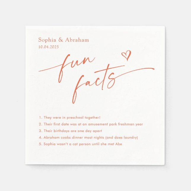 Servilleta De Papel Boda de datos divertidos de pareja moderna (Anverso)