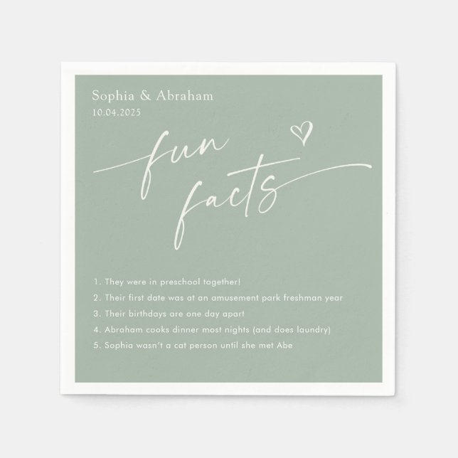 Servilleta De Papel Boda de datos divertidos de pareja moderna (Anverso)