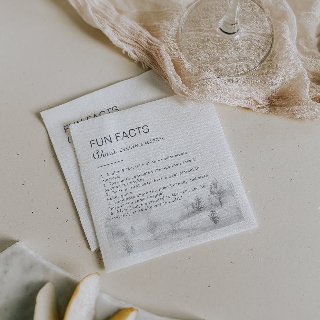 Servilleta De Papel Boda de datos divertidos de Winter Mountain Forest (Subido por el creador)