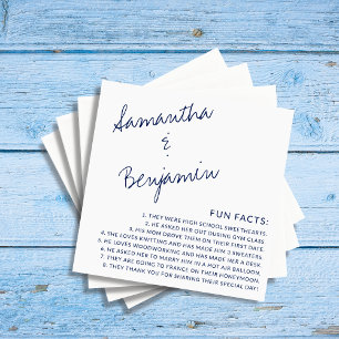 Servilleta De Papel Boda de datos modernos de la Marina Azul manuscrit