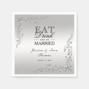 Servilleta De Papel Boda de decoración plateada