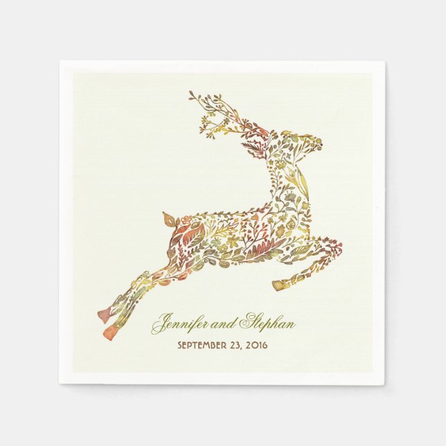 Servilleta De Papel Boda de Deer Fall Woodland (Anverso)