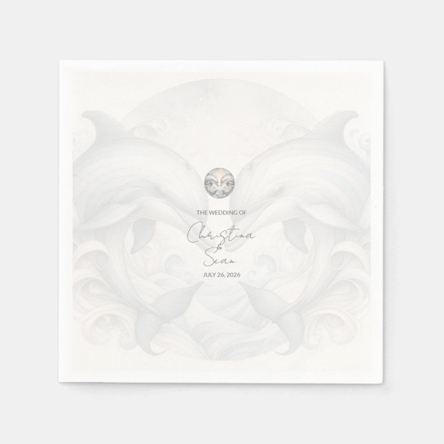 Servilleta De Papel Boda de delfín Whimsy moderno (Anverso)