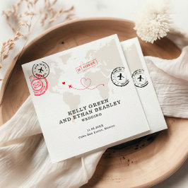 Servilleta De Papel Boda de destino de mapa de Beige