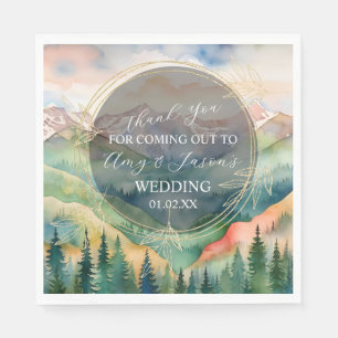Servilleta De Papel Boda de destino de paisaje de acuarela de montaña