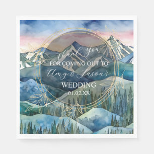 Servilleta De Papel Boda de destino de paisaje de acuarela de montaña