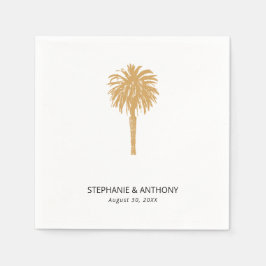 Servilleta De Papel Boda de destino de palmeras de oro de playa tropic