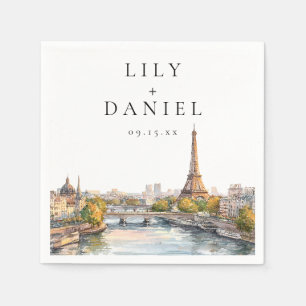 Servilleta De Papel Boda de destino en París Francia acuarela
