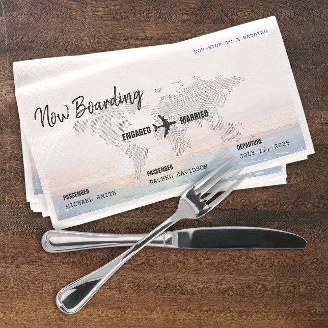 Servilleta De Papel Boda de destino Océano Atardecer de embarque (Boarding Pass Ocean Sunset Destination Wedding Paper Guest Towels
)