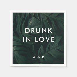 Servilleta De Papel Boda de destino Palm Tropical Borrada Enamorada