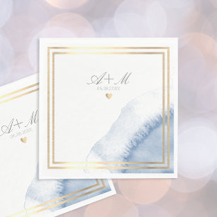 Servilleta De Papel Boda de detalles de acuarela azul